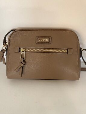 LODIS Charlotte Crossbody Bag in Taupe Pebble Leather NWOT